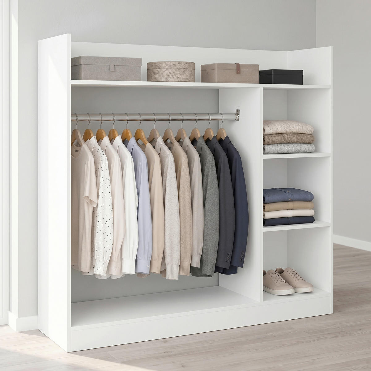 ODPRTA OMARA ZA OBLAČILA - bela, Moderno, kovina/leseni material (124/120/35cm) - Livetastic