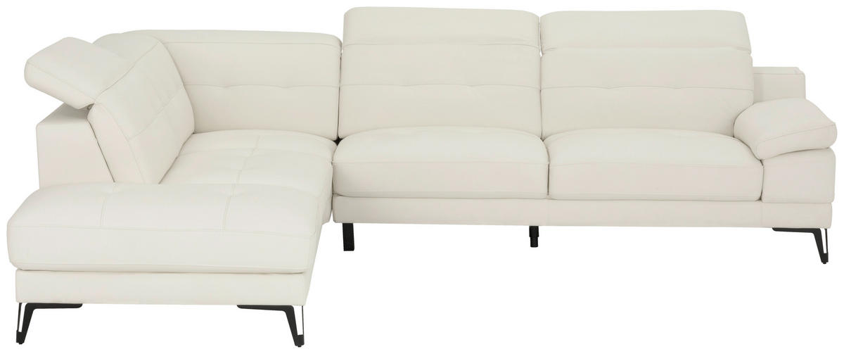ECKSOFA Weiß Echtleder  - Schwarz/Weiß, MODERN, Leder/Metall (224/287cm) - MID.YOU