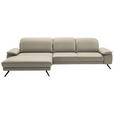 ECKSOFA Dieter Knoll in Echtleder Ecru  193/332 cm  - Ecru/Schwarz, Design, Leder/Metall (193/332cm) - Dieter Knoll