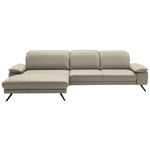 ECKSOFA Dieter Knoll in Echtleder Ecru  193/332 cm  - Ecru/Schwarz, Design, Leder/Metall (193/332cm) - Dieter Knoll