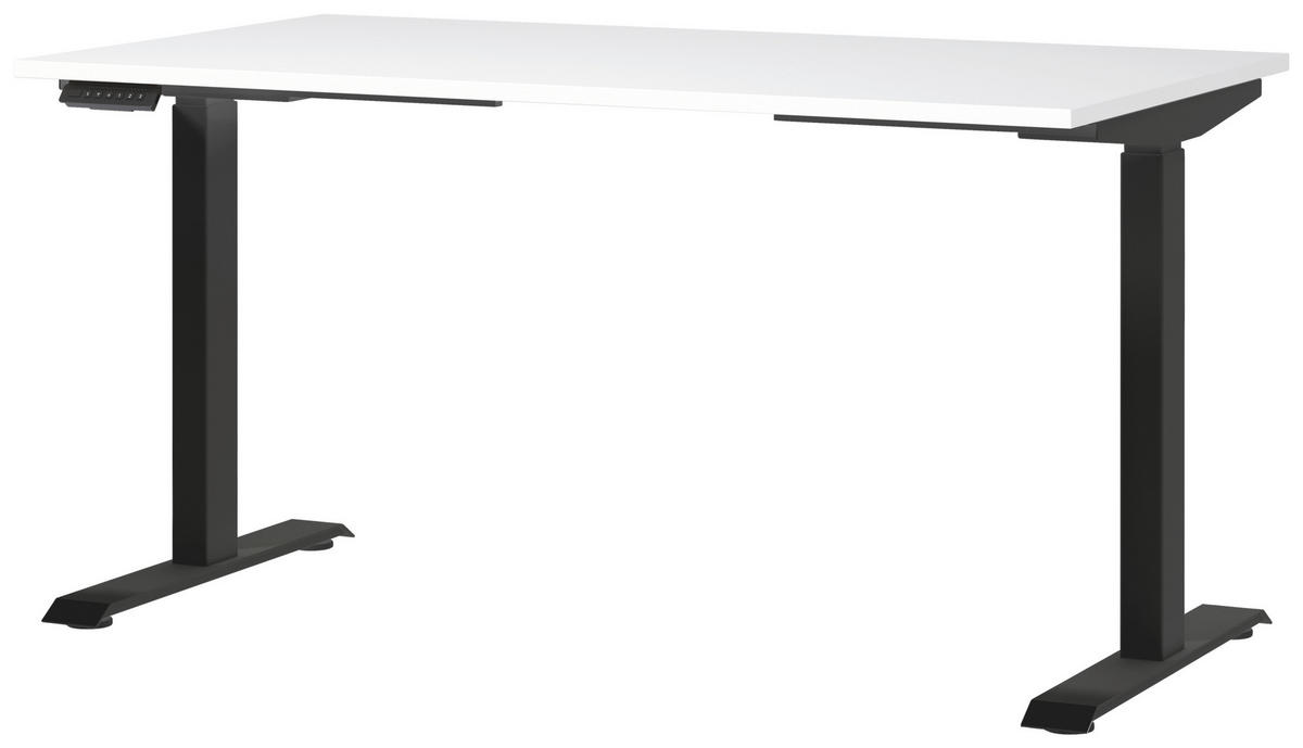 SCHREIBTISCH 140/80/72-118 cm  in Schwarz, Weiss  - Weiss/Schwarz, Modern, Holzwerkstoff/Metall (140/80/72-118cm) - Novel