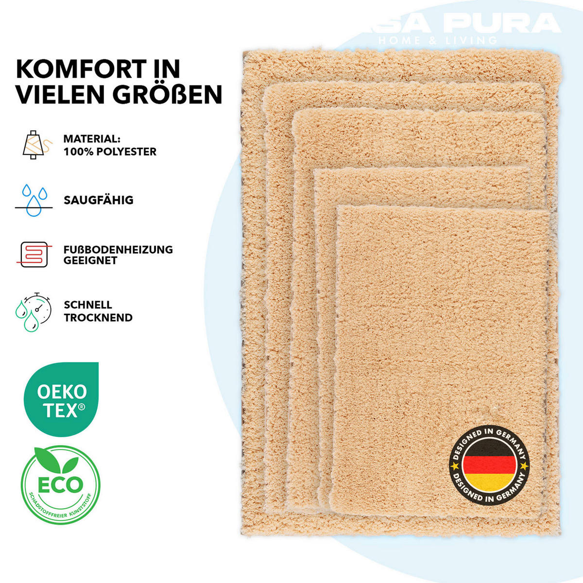 BADEMATTE SKY Beige 80/150 cm  - Beige, Basics, Kunststoff/Textil (80/150cm) - Floordirekt