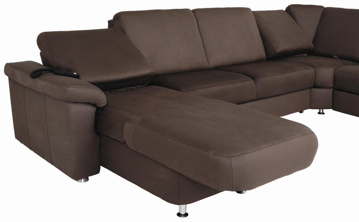 WOHNLANDSCHAFT in Flachgewebe Dunkelbraun  - Chromfarben/Dunkelbraun, Konventionell, Textil/Metall (163/336/240cm) - Beldomo System