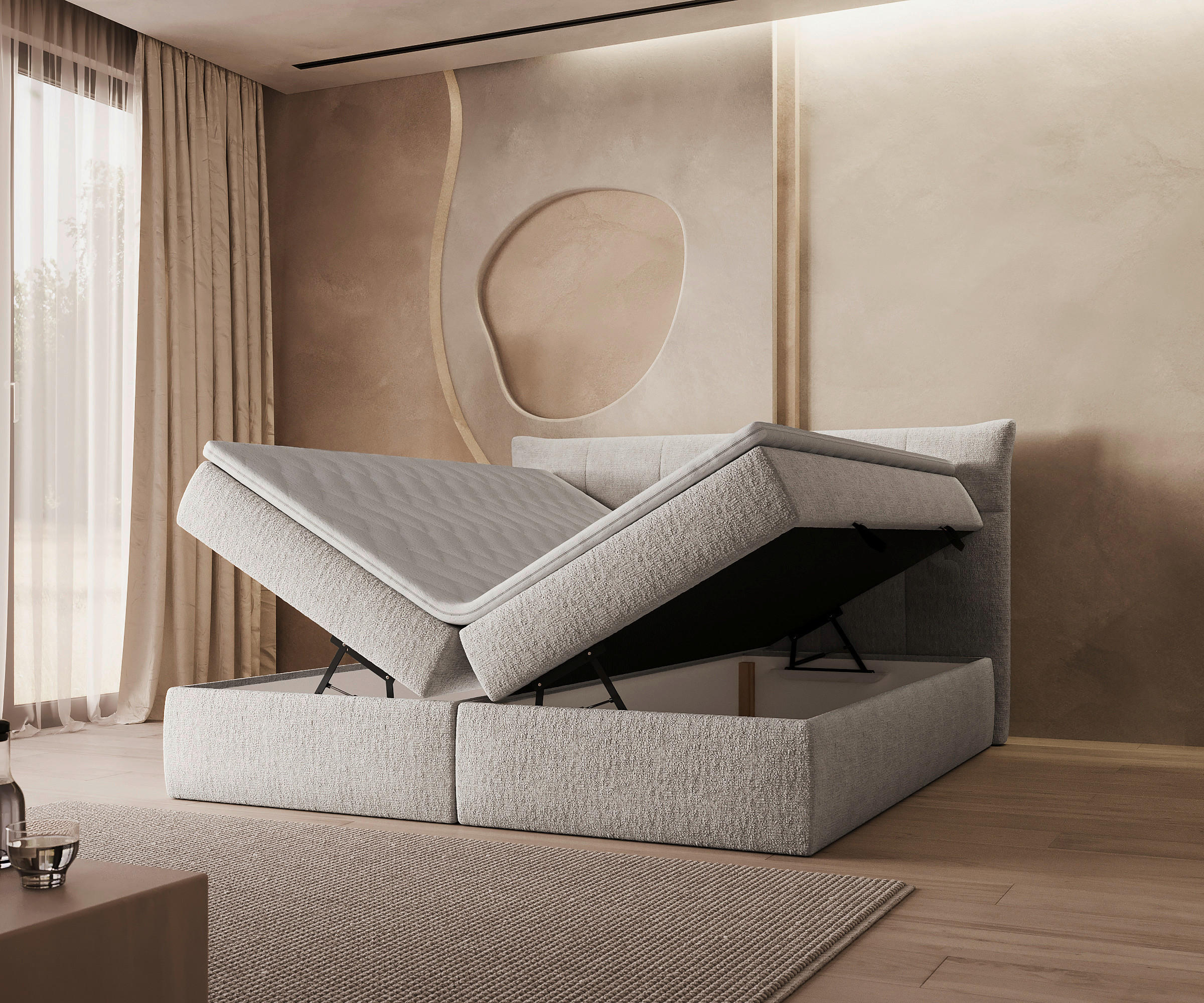 KONTINENTALSÄNG 180/200 cm  i vit, ljusgrå  - vit/ljusgrå, Design, trämaterial/trä (180/200cm) - Best Price
