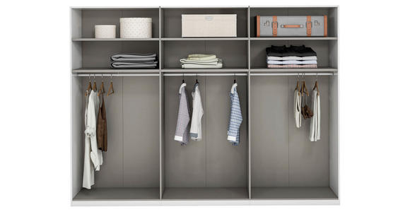 DREHTÜRENSCHRANK 300/223/62 cm 6-türig Weiß Hochglanz - Weiß Hochglanz/Schwarz, Design, Holzwerkstoff/Metall (300/223/62cm) - Novel