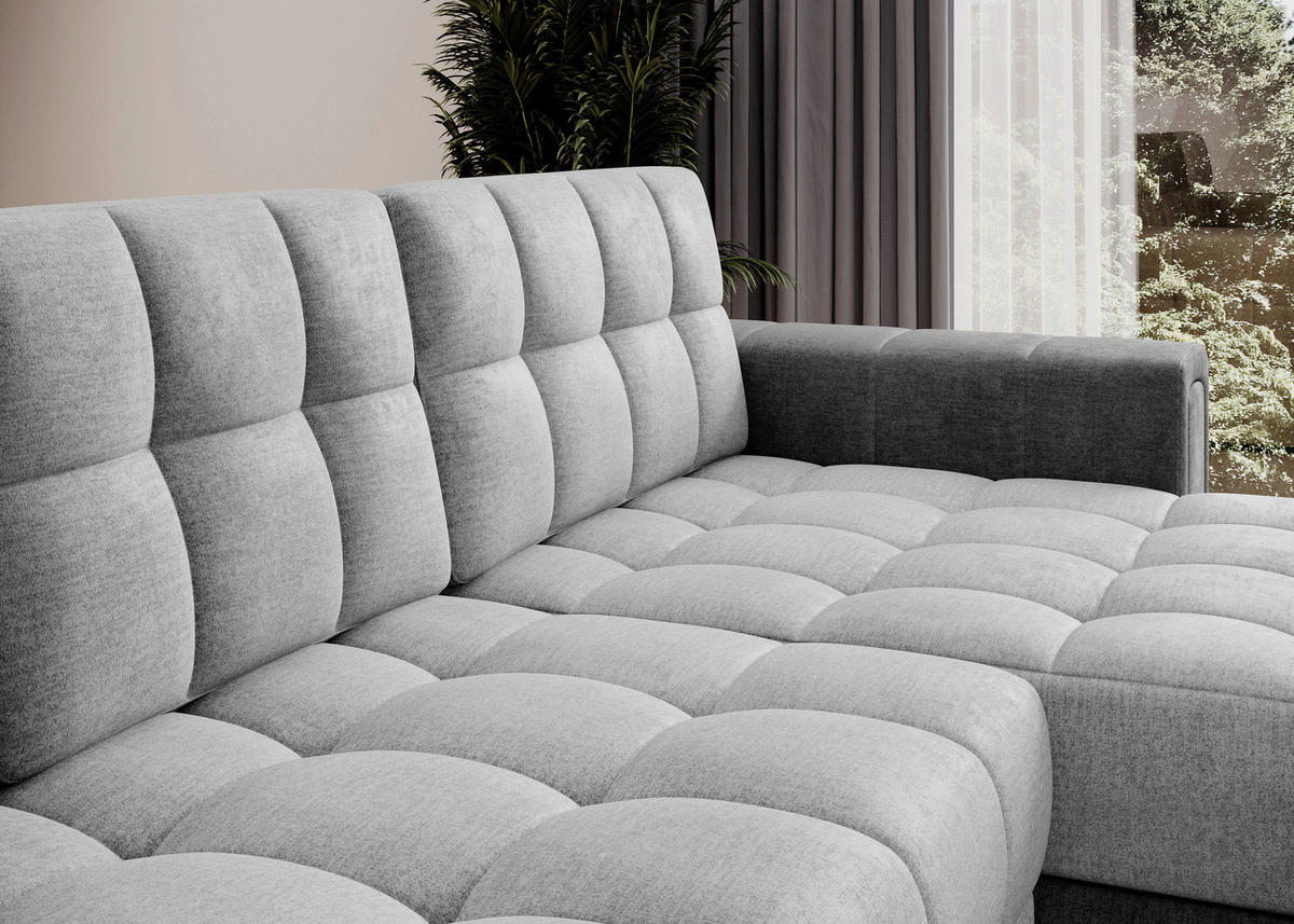ECKSOFA Samt Hellgrau, Dunkelgrau  - Dunkelgrau/Hellgrau, Design, Kunststoff/Textil (260/150cm) - MID.YOU
