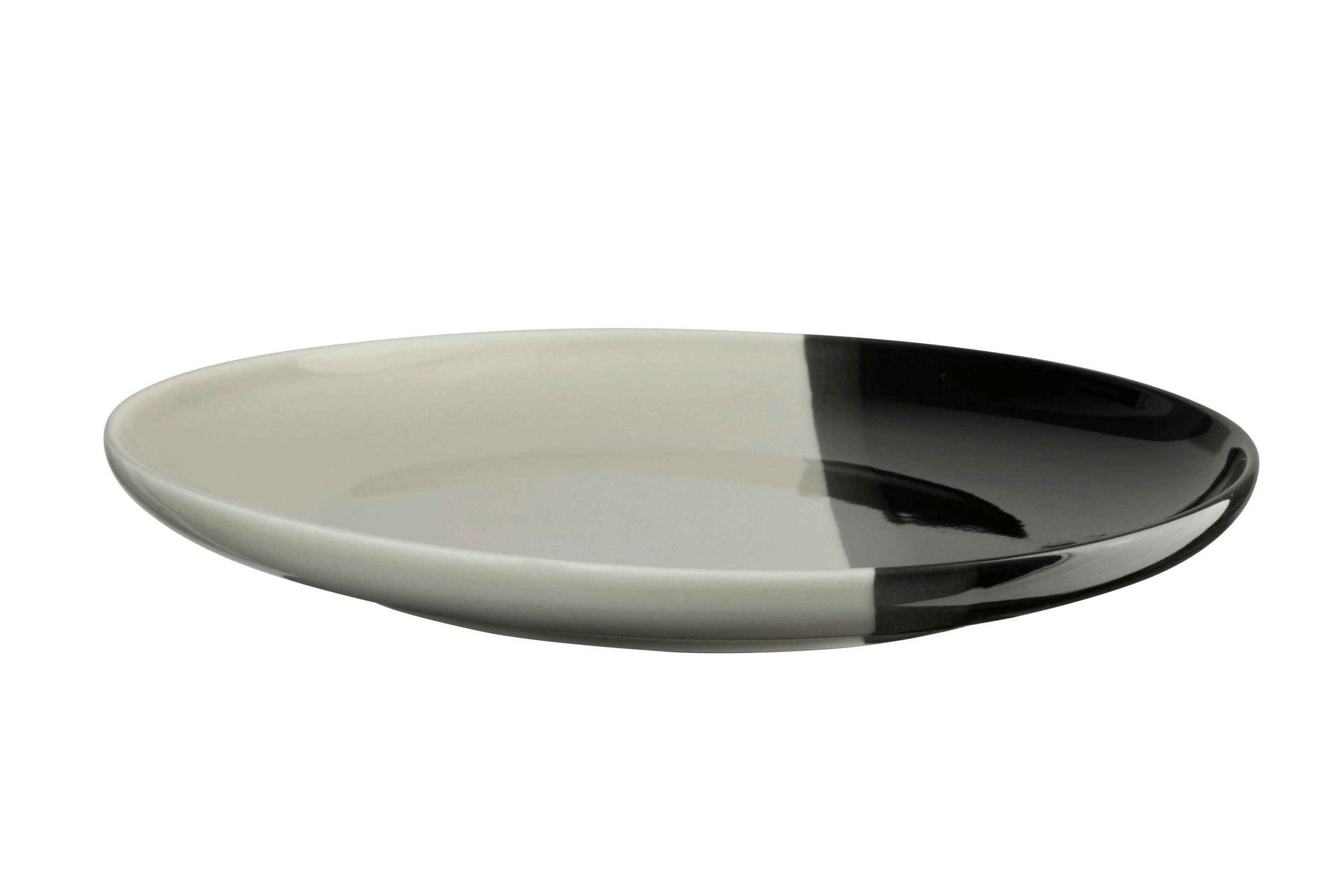TELLER Schwarz, Hellgrau 22/2,6 cm Joy  - Hellgrau/Schwarz, KONVENTIONELL, Keramik (22/2,6cm) - ASA