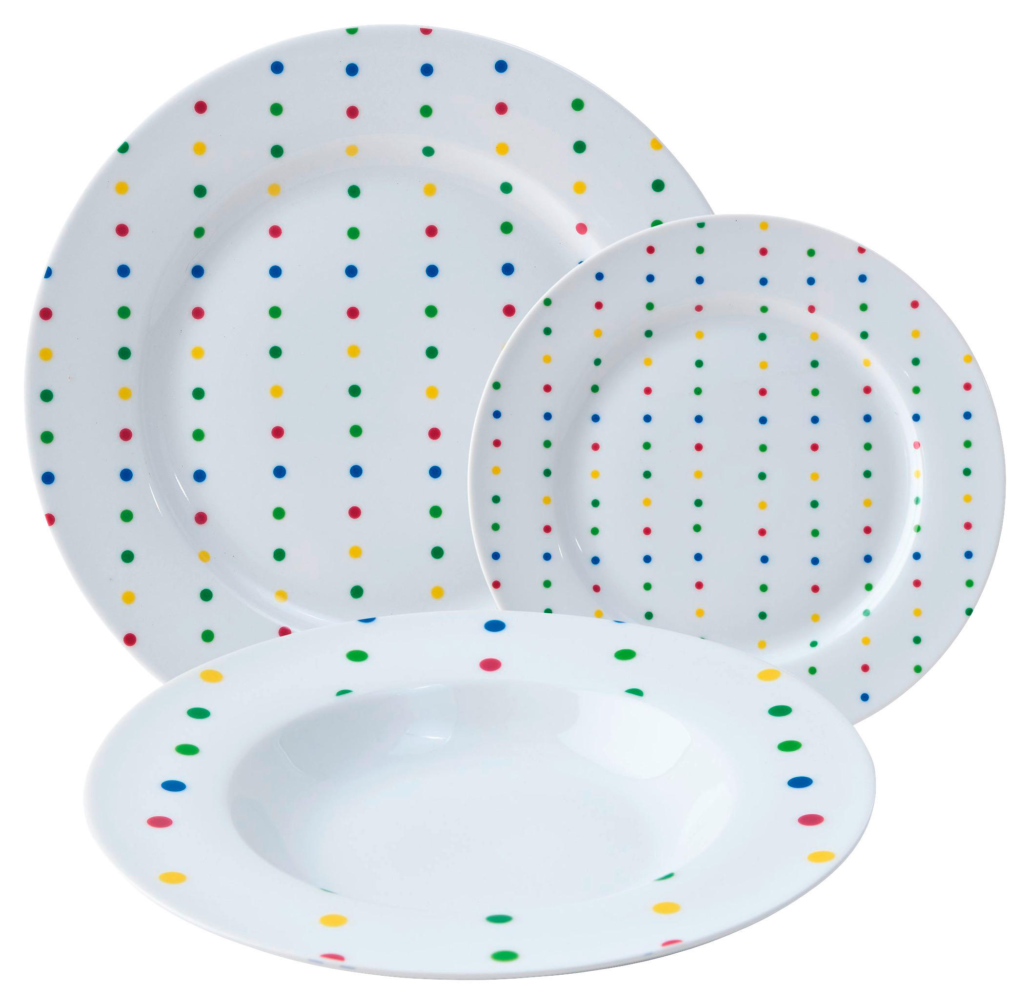 TAFELSERVICE Multicolor, Weiß 18-teilig  - Multicolor/Weiß, Basics, Keramik (27/22/20cm) - Benetton