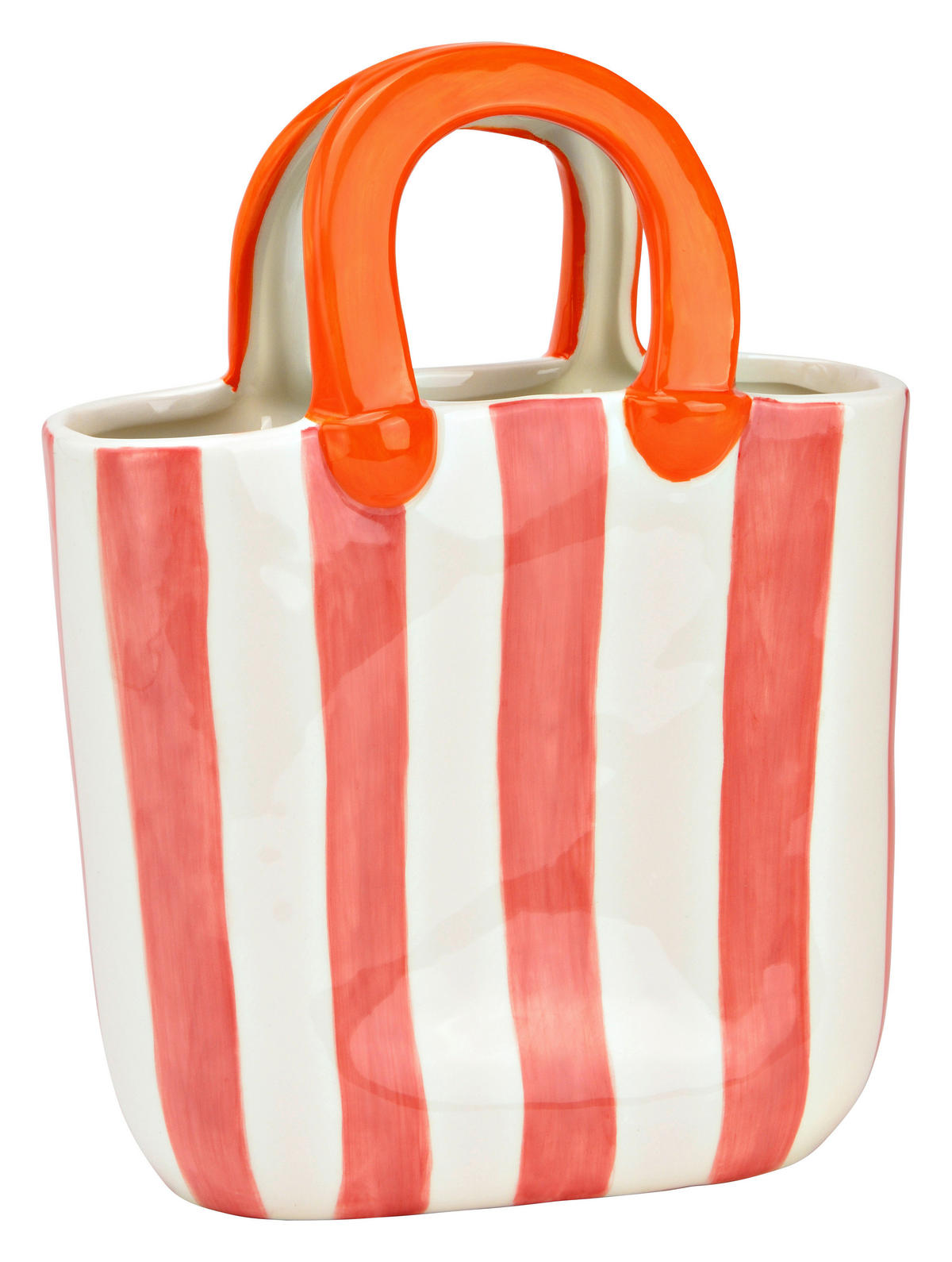 VASE  - Hellrot/Weiß, Basics, Keramik (17,0/23,0/7,0cm)