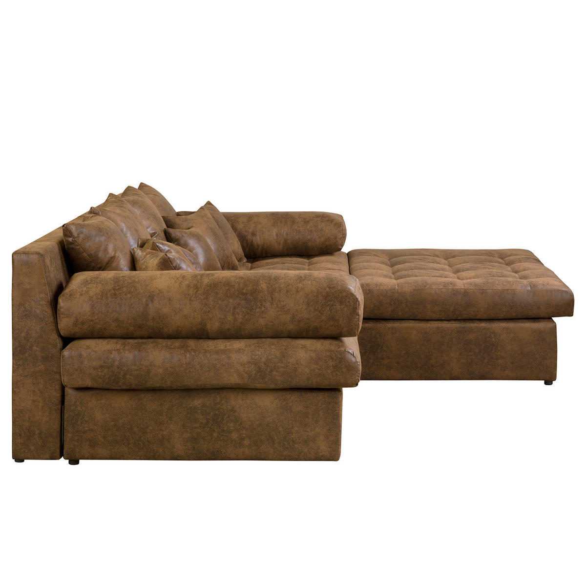 ECKSOFA Naomi in Lederlook Braun Rückenkissen  284/243 cm  - Schwarz/Braun, Design, Kunststoff/Textil (284/243cm) - P & B