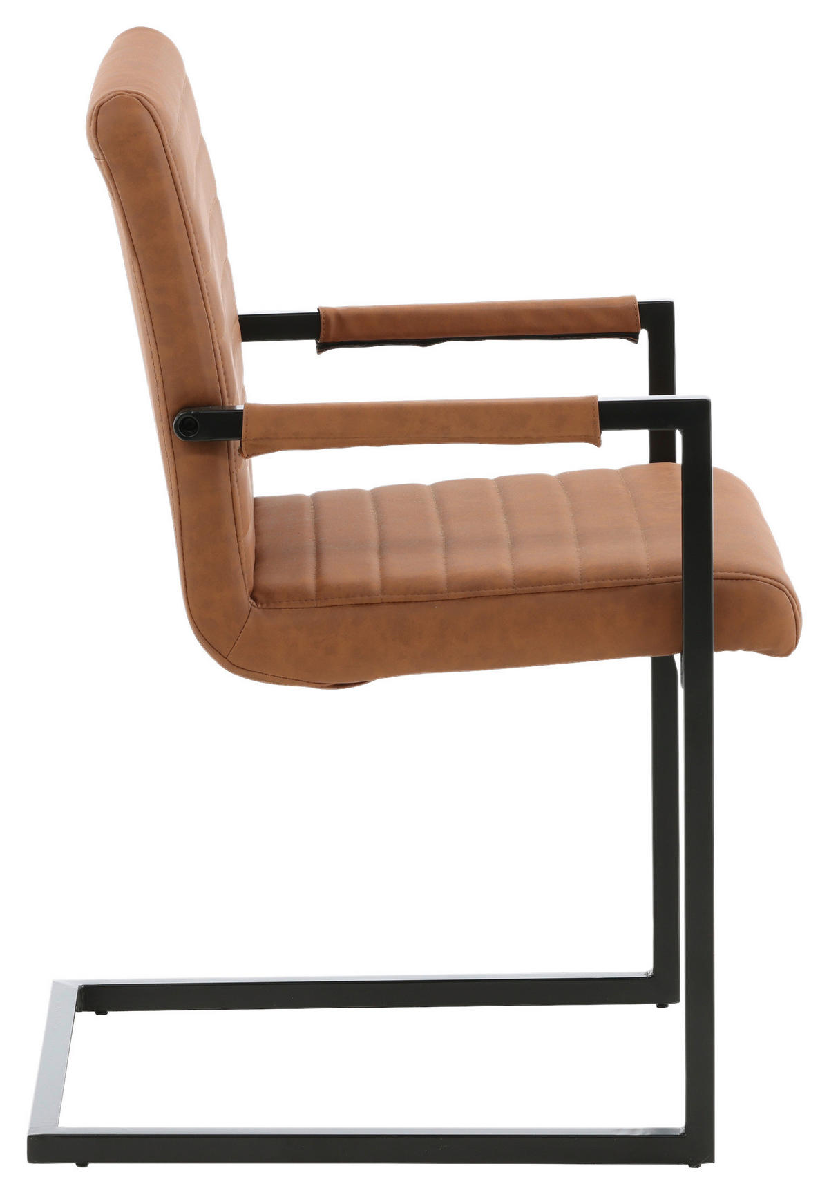 STOL MED ARMSTÖD SET 2 styck stål läderimitation (vegan)  - brun/svart, Design, metall/textil (54/88/63cm) - Livetastic