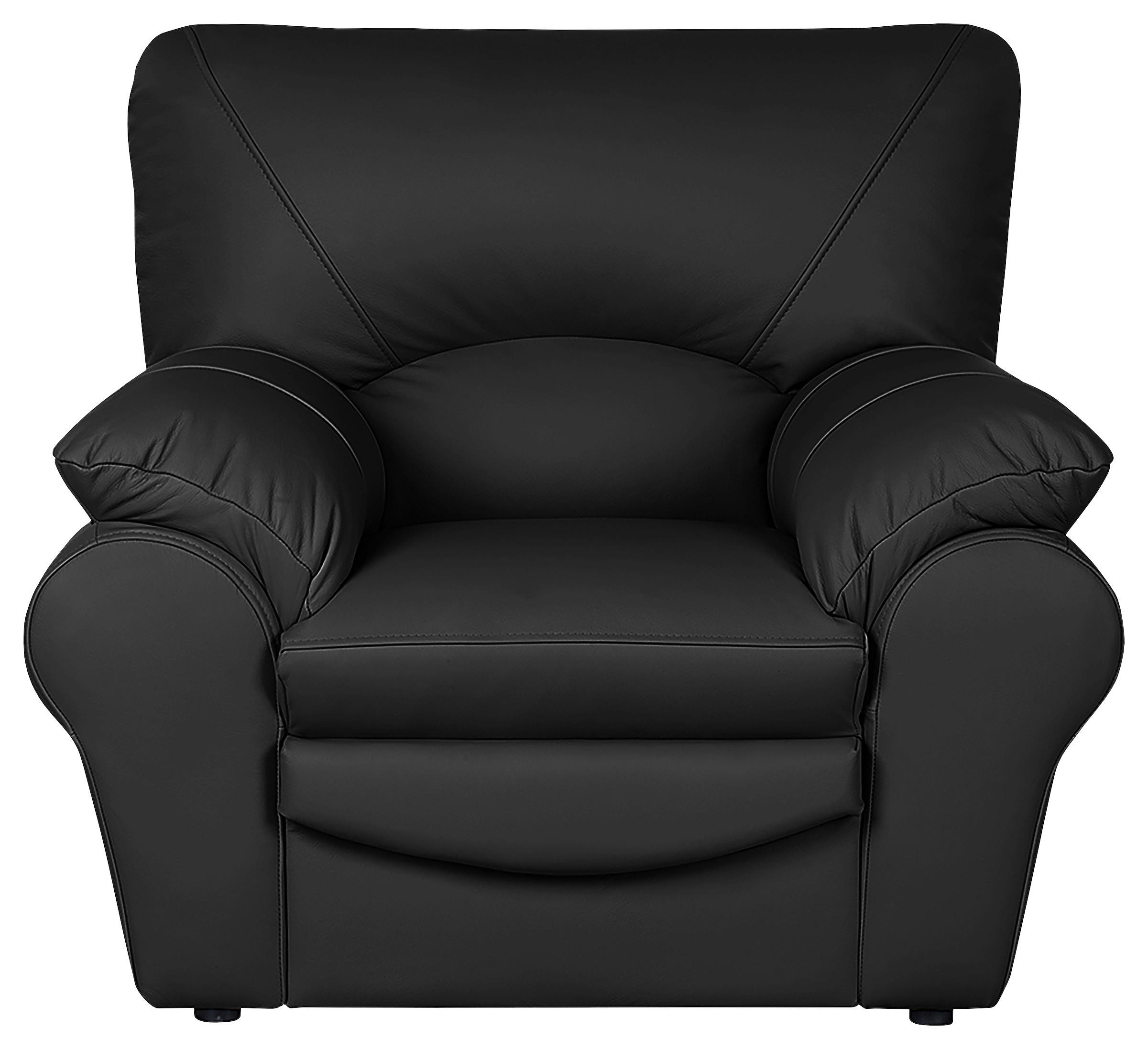 SESSEL in Echtleder Schwarz  - Schwarz, Design, Leder/Kunststoff (105/92/85cm) - Livetastic