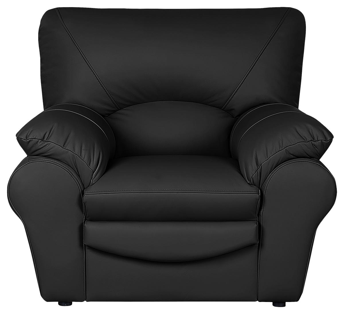 SESSEL in Echtleder Schwarz  - Schwarz, Design, Leder/Kunststoff (105/92/85cm) - Livetastic