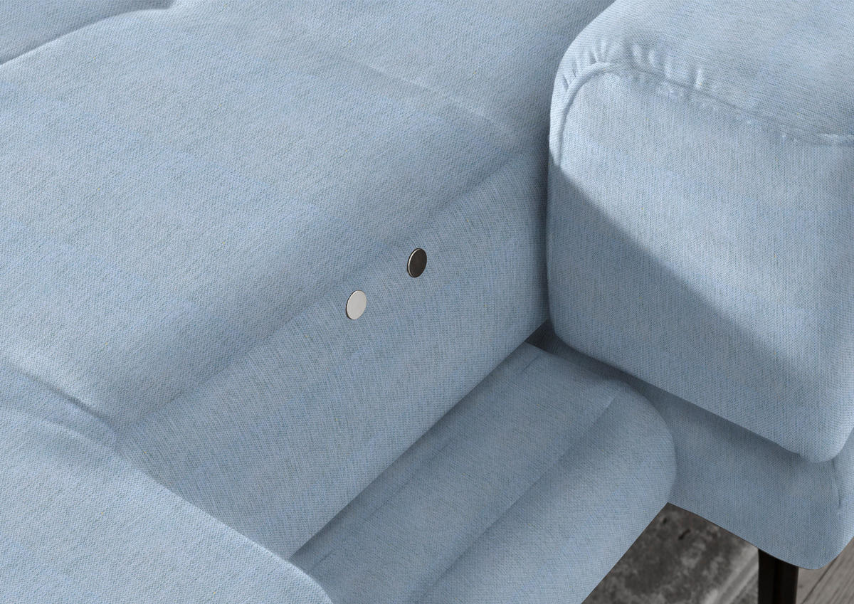 ECKSOFA in Flachgewebe Hellblau  - Schwarz/Hellblau, Design, Textil/Metall (309/190cm) - Beldomo Style