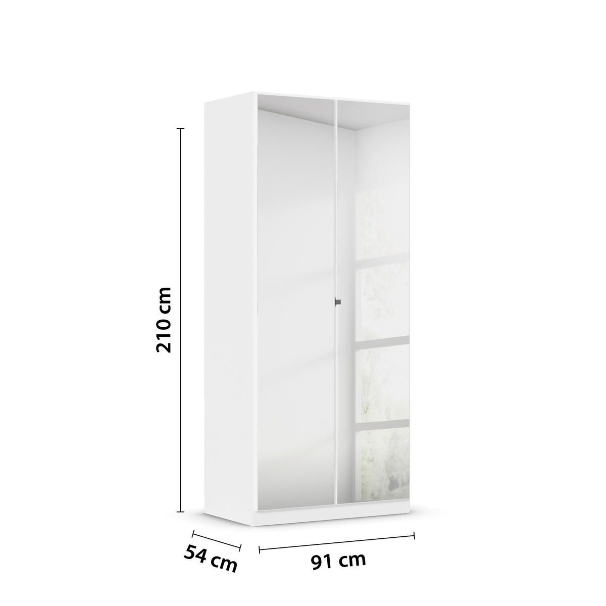 DREHTÜRENSCHRANK 91/210/54 cm 2-türig Weiß  - Chromfarben/Weiß, MODERN, Glas/Holzwerkstoff (91/210/54cm) - Rauch Möbel