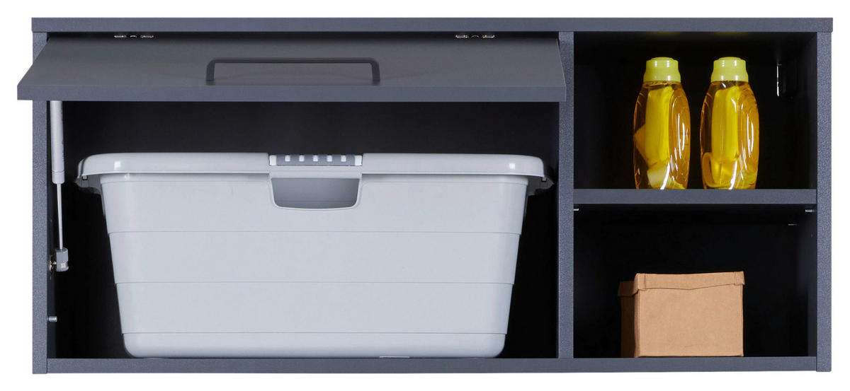 KÜCHENOBERSCHRANK 99/44/40 cm  in Anthrazit  - Anthrazit/Schwarz, MODERN, Holzwerkstoff/Metall (99/44/40cm) - home24