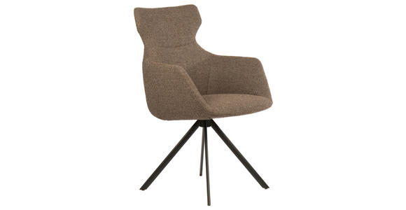ARMLEHNSTUHL  in Flachgewebe  - Braun, Design, Textil/Metall (65/91/63cm) - Dieter Knoll