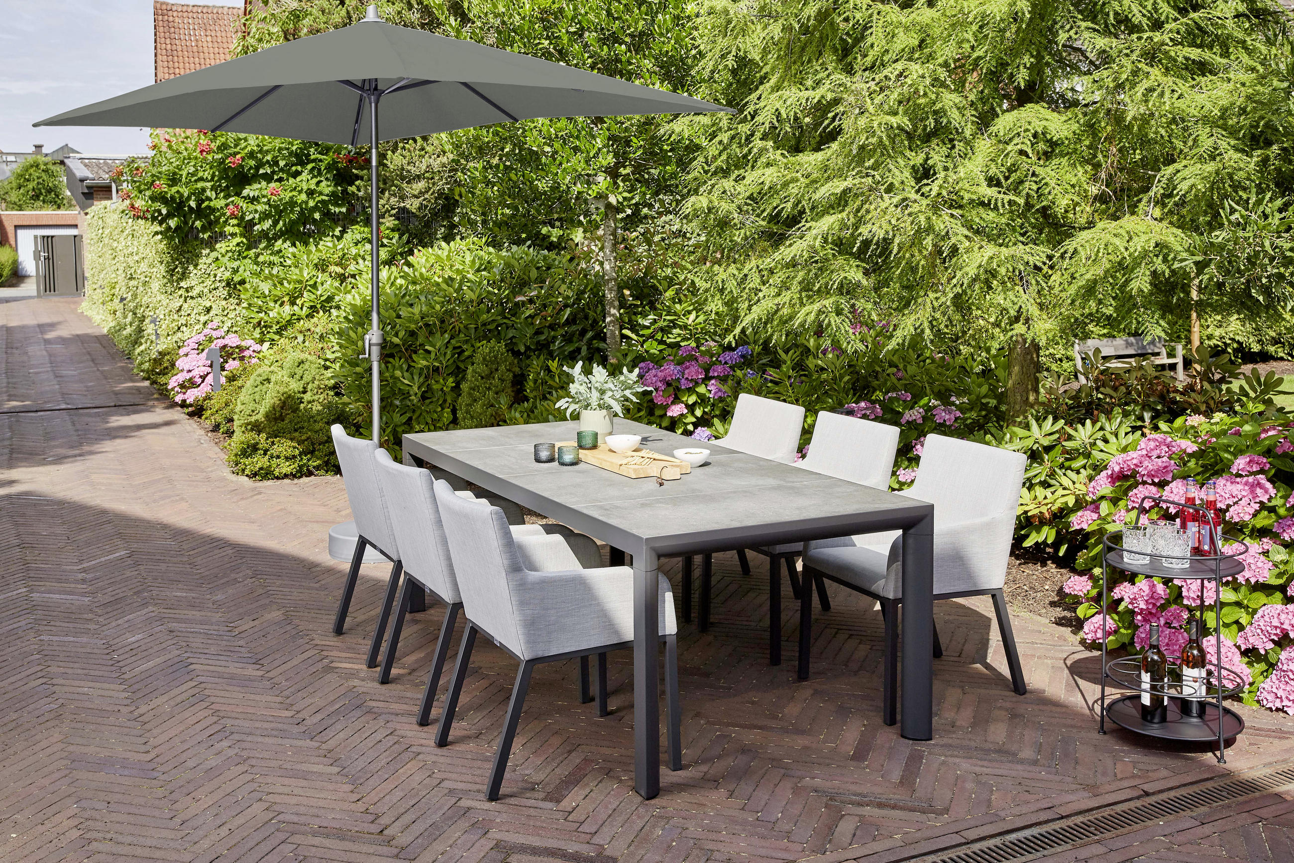 SONNENSCHIRM 300 cm - Anthrazit/Olivgrün, KONVENTIONELL, Textil/Metall (300/200cm) - Siena Garden