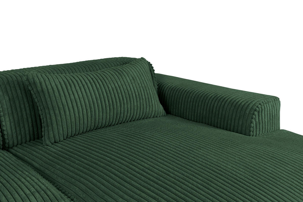 ECKSOFA BILLUND Dunkelgrün Cord Nierenkissen  - Dunkelgrün/Schwarz, KONVENTIONELL, Kunststoff/Textil (294/165cm) - Livetastic