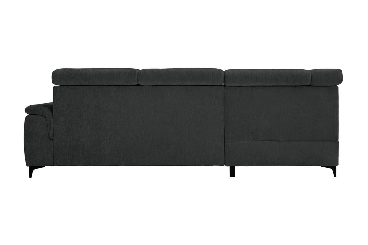ECKSOFA Schwarz Chenille Bettkasten, Schlaffunktion, Rücken echt, Kopfteilverstellung, Liegefläche im Originalstoff  - Schwarz, KONVENTIONELL, Textil/Metall (206/265cm) - Carryhome
