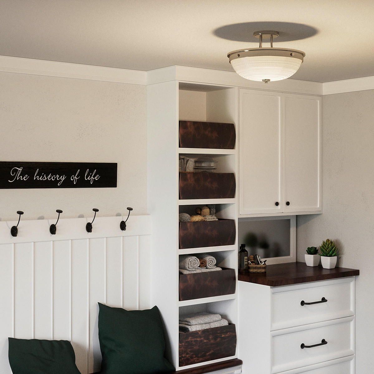 STROPNA SVETILKA Elstead Mantle 32.7/24.6 cm   - barve niklja, Konvencionalno, kovina/steklo (32.7/24.6cm) - Elstead Lighting