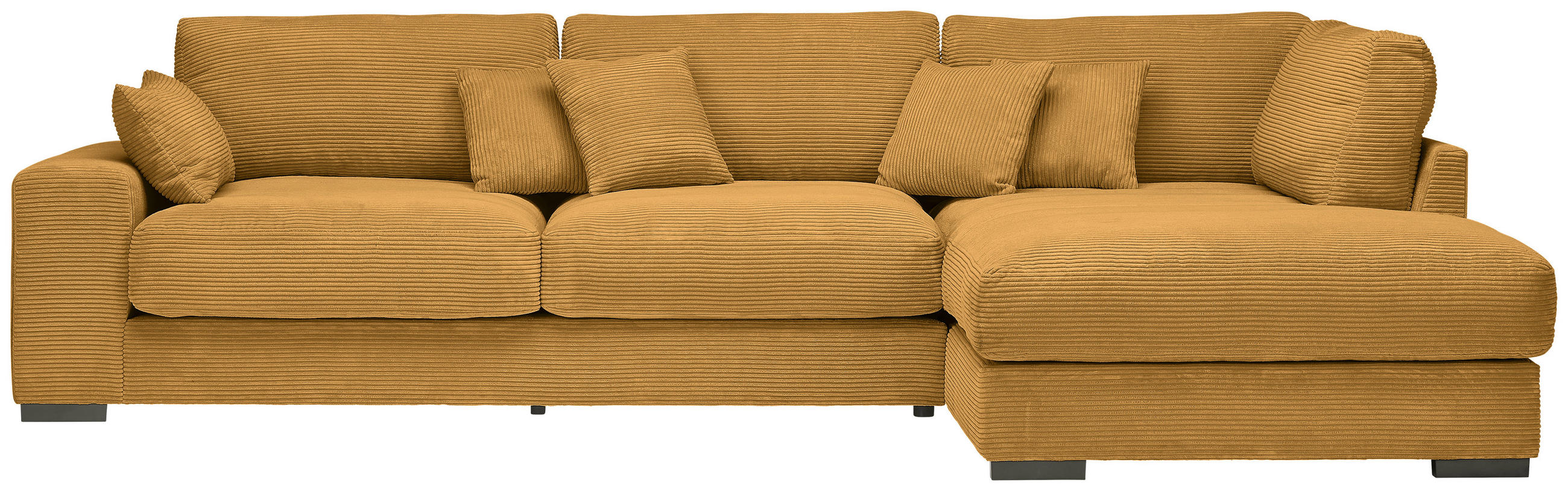 ECKSOFA in Cord Senfgelb  - Senfgelb/Schwarz, Design, Kunststoff/Textil (340/205cm) - Lomoco