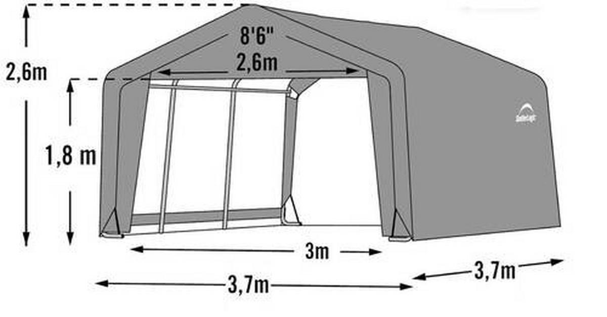 ZELTGARAGE - Grau, Basics, Kunststoff (370/260/370cm)