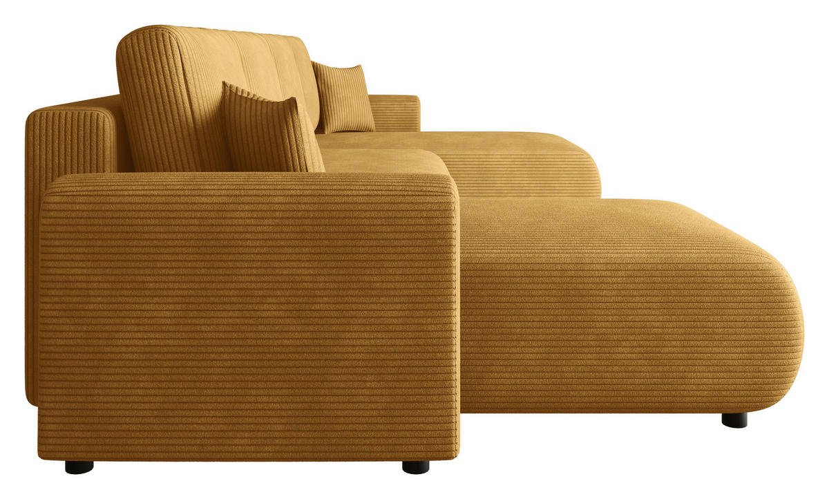 WOHNLANDSCHAFT Cord  - Schwarz, KONVENTIONELL, Textil (152/318/152cm) - Xora