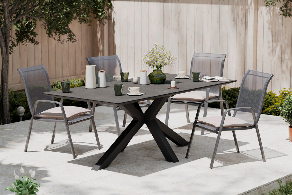 STOL VRTNI     antracit  metal, staklo  - antracit, Moderno, staklo/metal (200/75/100cm) - Ambia Garden