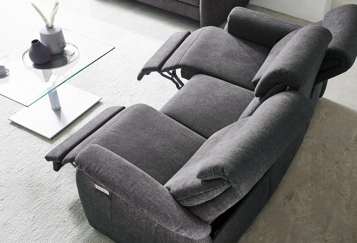 TRAPEZSOFA Flachgewebe Anthrazit  - Anthrazit, KONVENTIONELL, Textil (222/107/102cm) - Pure Home Comfort