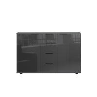 SIDEBOARD  130/80/41 cm 4 Schublade(n)  - Schwarz/Graphitfarben, Basics, Glas/Holzwerkstoff (130/80/41cm) - Ti'me