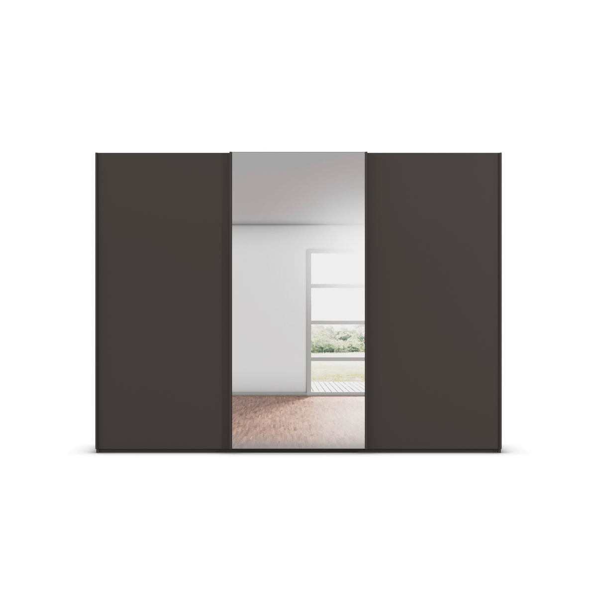 SCHWEBETÜRENSCHRANK 301/223/69 cm,  in Graphitfarben, 3 Tür(en)  - Graphitfarben, Basics, Glas/Holzwerkstoff (301/223/69cm) - Rauch Möbel