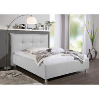 POLSTERBETT 100/200 cm,  in Hellgrau,  - Hellgrau/Alufarben, MODERN, Textil/Metall (100/200cm) - Livetastic