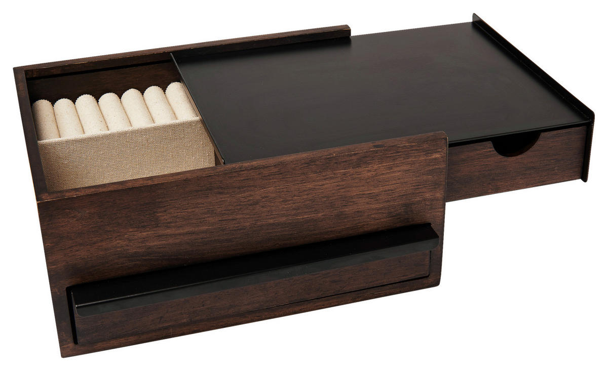 SCHMUCKBOX - Walnussfarben/Schwarz, Design, Holz/Metall (22,1/11,9/25,9cm) - Umbra