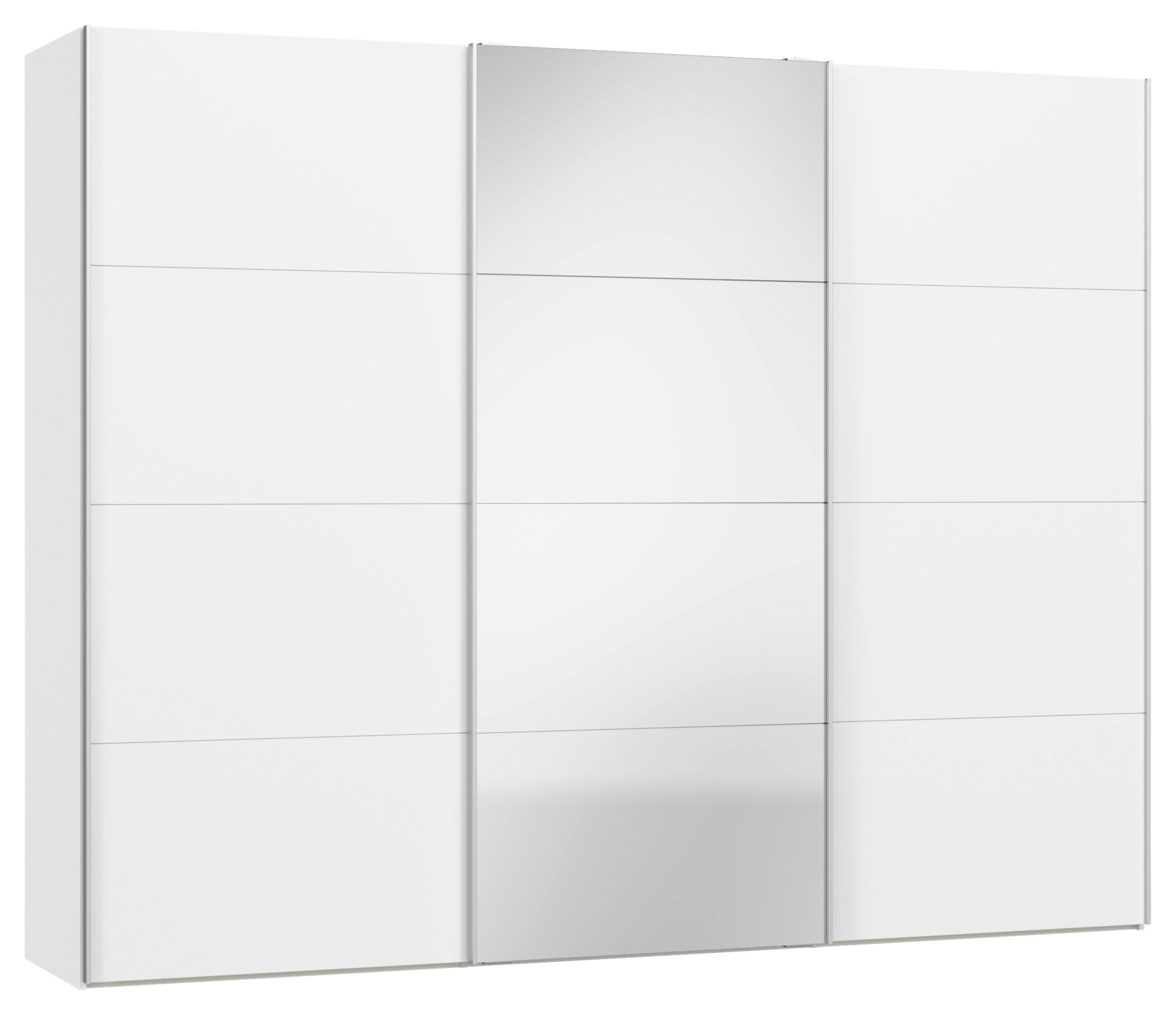 SCHWEBETÜRENSCHRANK 303/236/65 cm 3-türig Weiß  - Silberfarben/Weiß, Design, Glas/Holzwerkstoff (303/236/65cm) - Jutzler