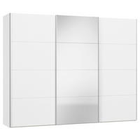 SCHWEBETÜRENSCHRANK 303/236/65 cm 3-türig Weiß  - Silberfarben/Weiß, Design, Glas/Holzwerkstoff (303/236/65cm) - Jutzler