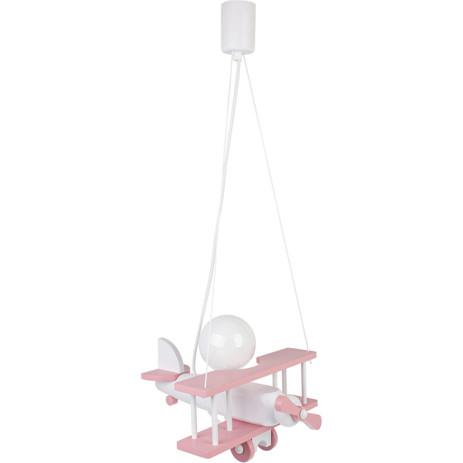 XXXLutz Kinderhängeleuchte Flugzeug Rosa, Weiß 45x75x42 cm