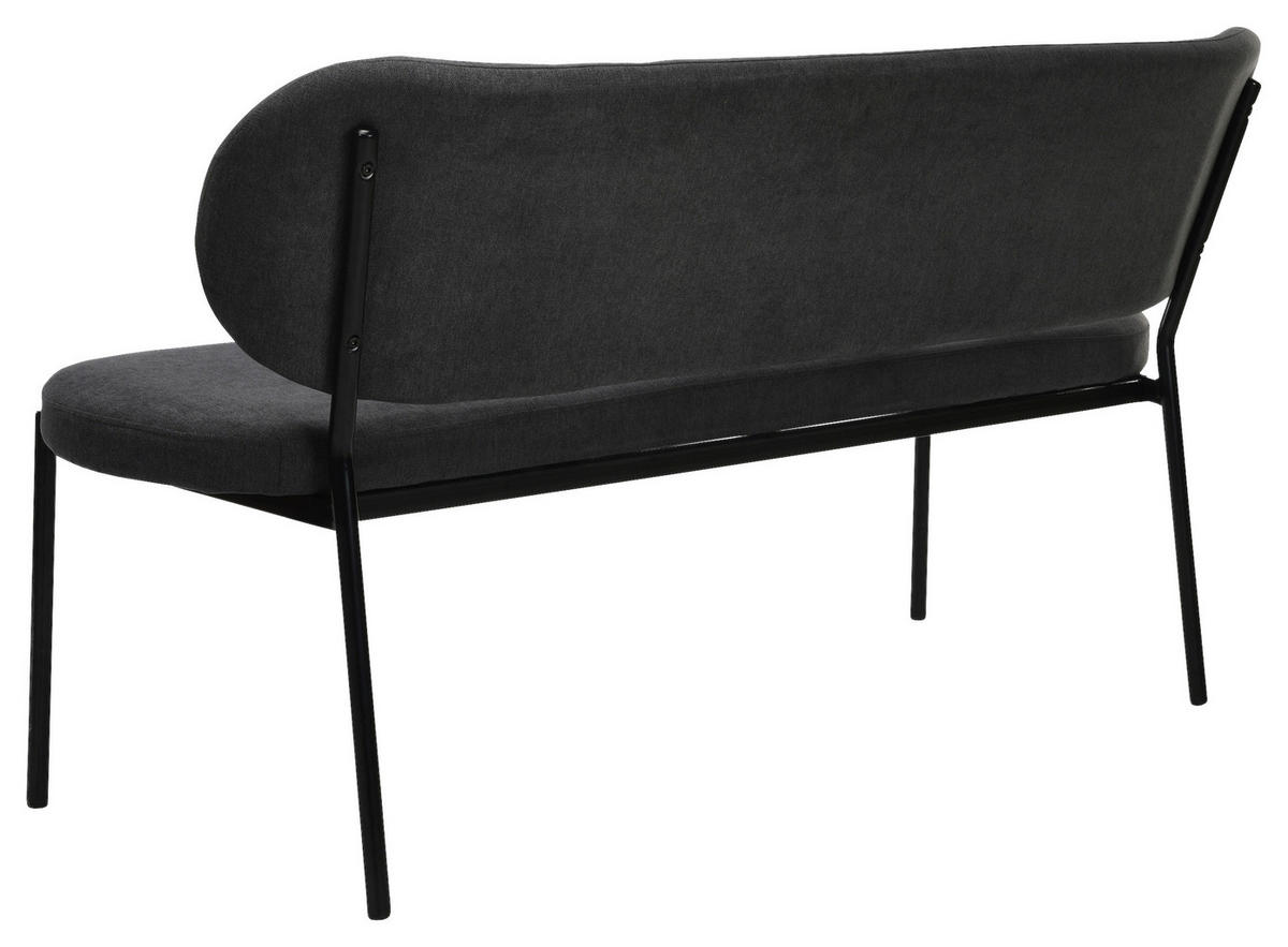 SITZBANK in Metall, Textil Schwarz, Dunkelgrau  - Dunkelgrau/Schwarz, Design, Textil/Metall (160/82/62cm) - MID.YOU