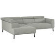 ECKSOFA in Chenille Alabasterfarben  205/280 cm  - Alabasterfarben/Schwarz, Design, Textil/Metall (205/280cm) - Xora