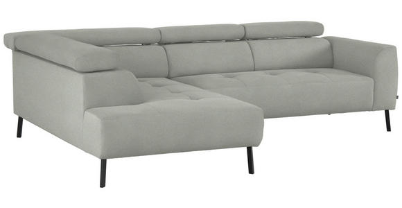 ECKSOFA in Chenille Alabasterfarben 205/280 cm - Alabasterfarben/Schwarz, Design, Textil/Metall (205/280cm) - Xora