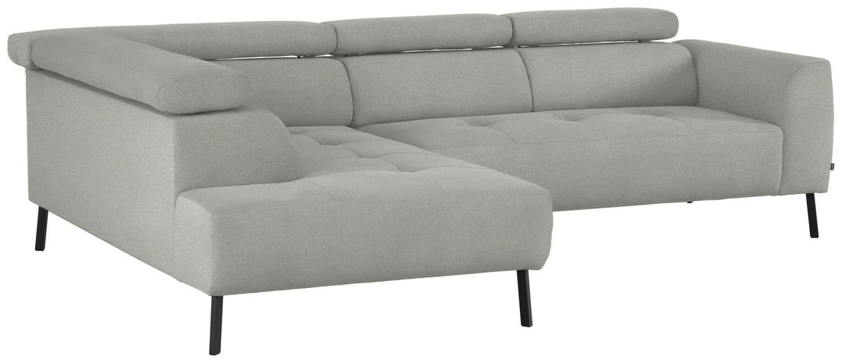 ECKSOFA in Chenille Alabasterfarben  205/280 cm  - Alabasterfarben/Schwarz, Design, Textil/Metall (205/280cm) - Xora