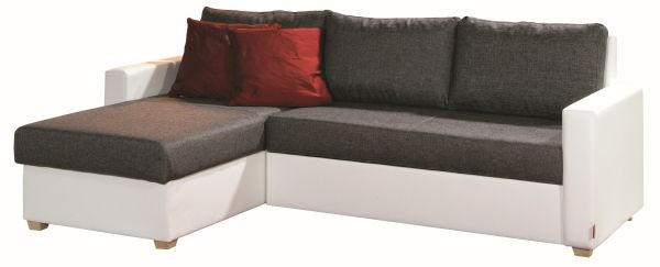 SJEDEĆA GARNITURA drvo, tekstil, drvni materijal  siva, bijela   - bijela/siva, Design, drvni materijal/drvo (155/230cm) - Xora