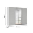 SCHWEBETÜRENSCHRANK 301/223/68 cm 3-türig Grau  - Grau, KONVENTIONELL, Glas/Holzwerkstoff (301/223/68cm) - Novel