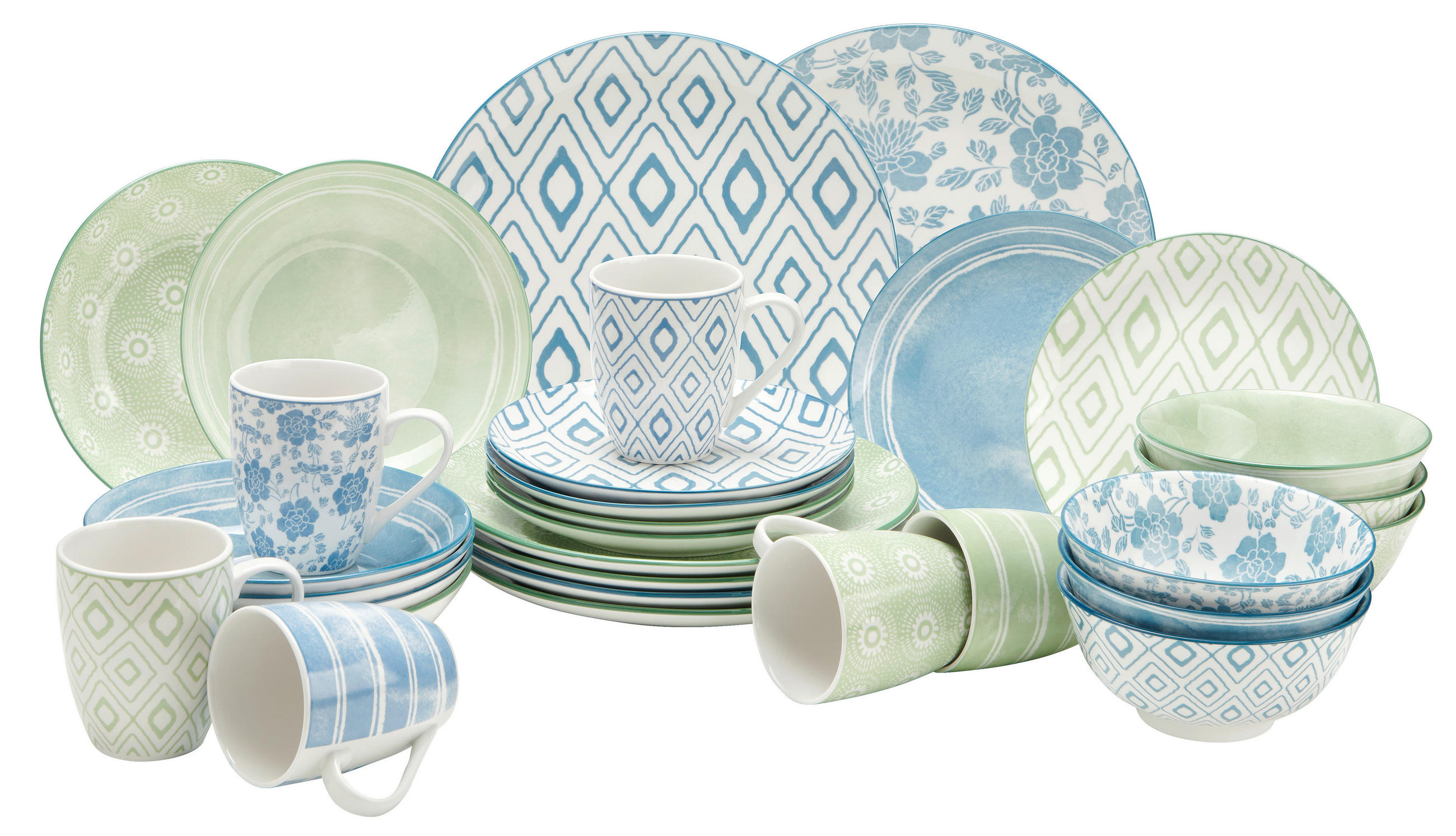 KOMBINIRANI SERVIS British Garden porcelan - modra/zelena, Trendi, keramika - Landscape