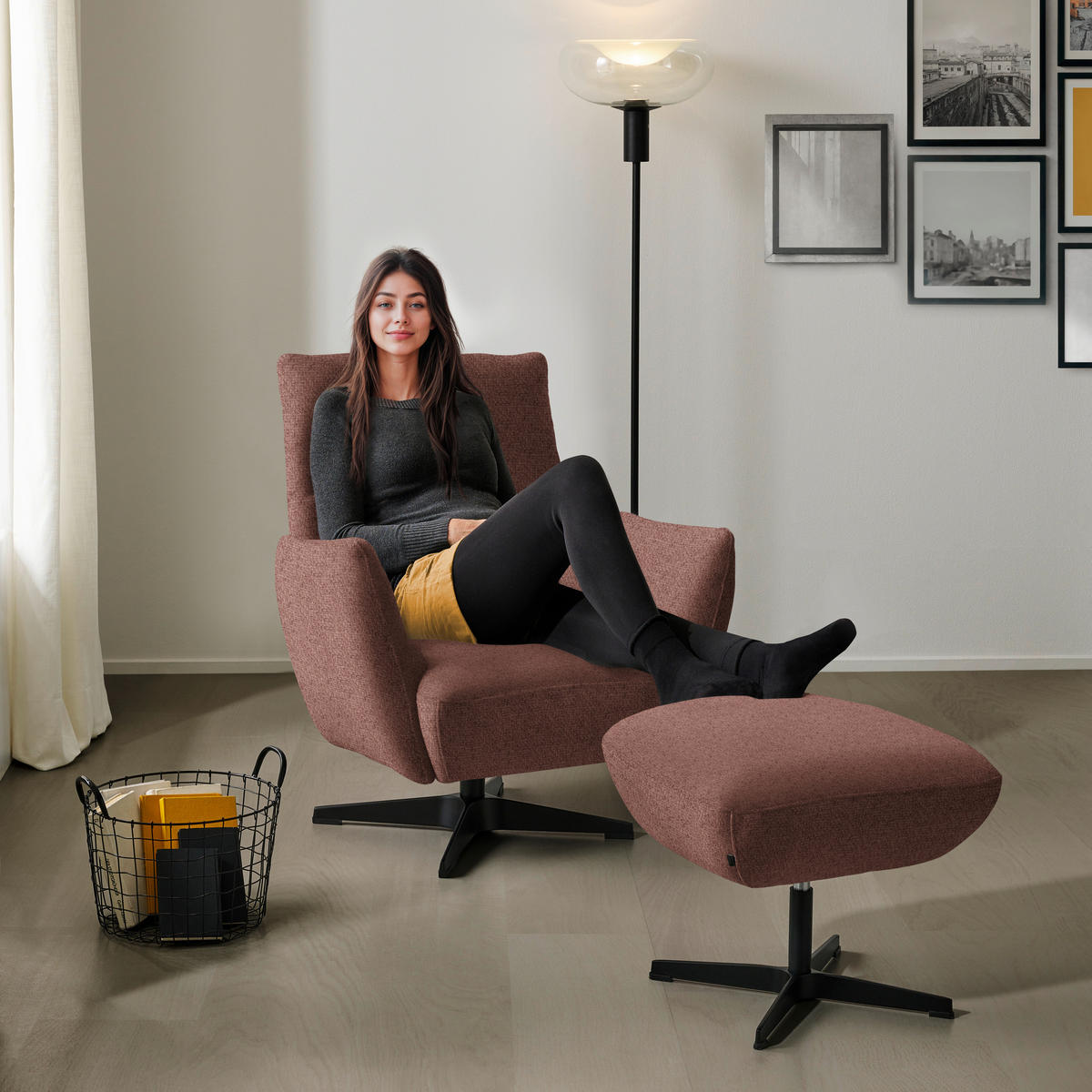 SESSEL in Chenille Rotbraun  - Rotbraun/Schwarz, Design, Textil/Metall (60/94/86cm) - Dieter Knoll