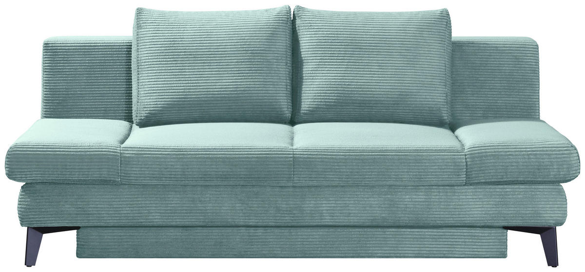 SCHLAFSOFA Cord Türkis  inkl. Bettkasten, Schlaffunktion, Armteilverstellung  - Türkis/Schwarz, Design, Textil/Metall (200/85/90cm) - Novel