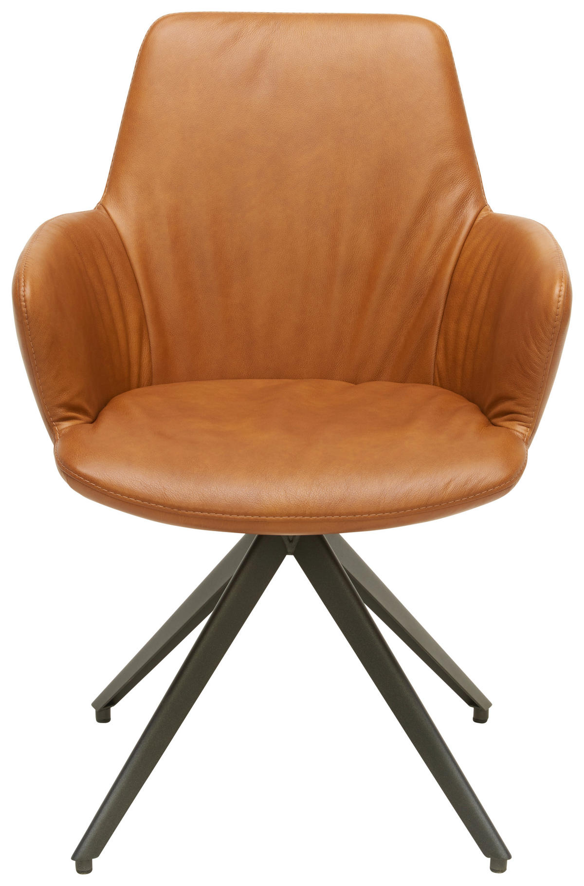 ARMLEHNSTUHL  in Echtleder gewachst  - Anthrazit/Bernsteinfarben, Design, Leder/Metall (60/87/62cm) - Bert Plantagie