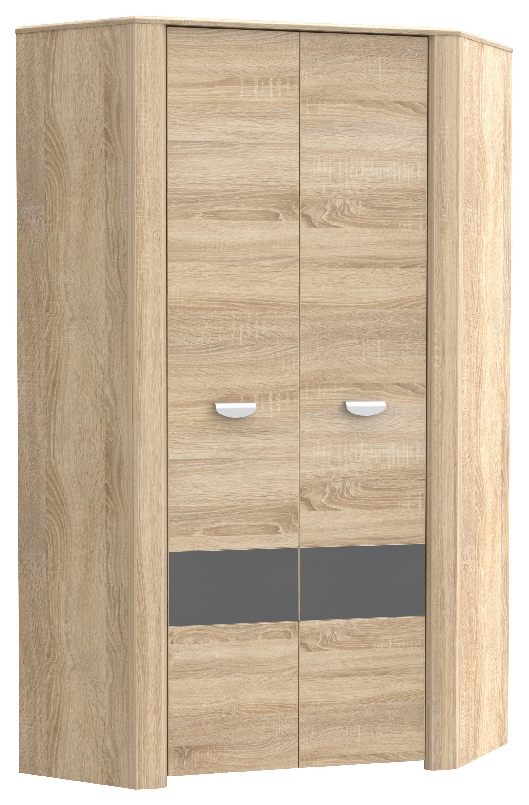 KOTNA OMARA ZA OBLAČILA, antracit, siva, hrast sonoma  - siva/barve aluminija, Design, kovina/umetna masa (97.4/194,4/97,4cm) - Carryhome