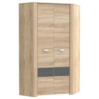 KOTNA OMARA ZA OBLAČILA, antracit, siva, hrast sonoma  - siva/barve aluminija, Design, kovina/umetna masa (97.4/194,4/97,4cm) - Carryhome