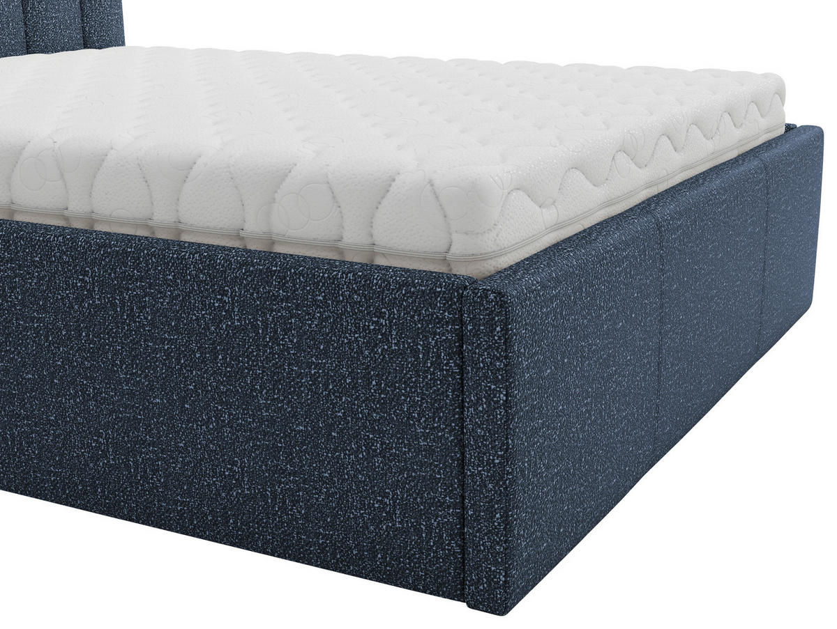 POLSTERBETT 140/200 cm,  in Dunkelblau, Matratze, Lattenrost, Bettkasten, H3 + H4 = fest + sehr fest  - Dunkelblau, Trend, Holz/Textil (140/200cm) - Boxxx